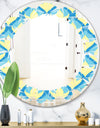Retro Pattern Abstract Design IX - Modern Round or Oval Wall Mirror - Leaves