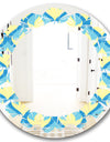Retro Pattern Abstract Design IX - Modern Round or Oval Wall Mirror - Leaves