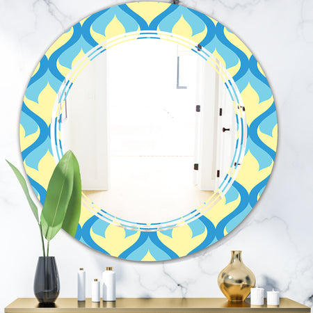 Retro Pattern Abstract Design IX - Modern Round or Oval Wall Mirror - Triple C