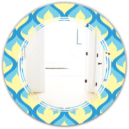 Retro Pattern Abstract Design IX - Modern Round or Oval Wall Mirror - Triple C
