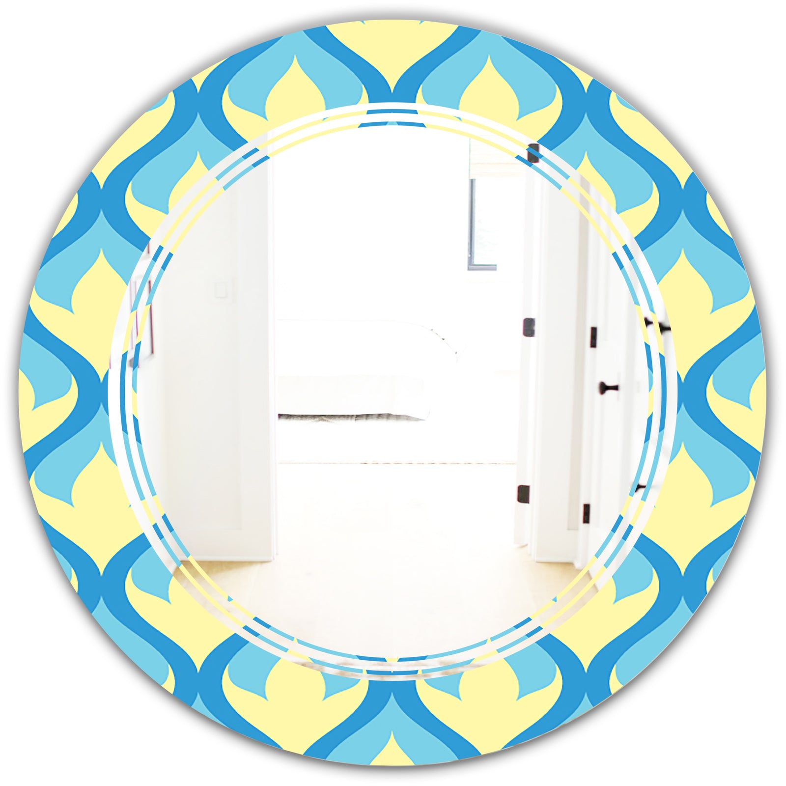 Retro Pattern Abstract Design IX - Modern Round or Oval Wall Mirror - Triple C