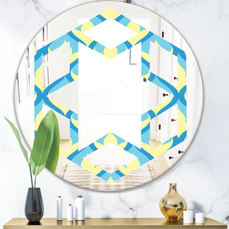 Retro Pattern Abstract Design IX - Modern Round or Oval Wall Mirror - Hexagon Star
