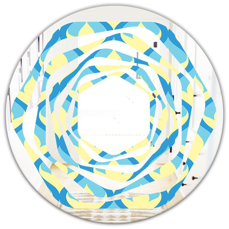 Retro Pattern Abstract Design IX - Modern Round or Oval Wall Mirror - Whirl
