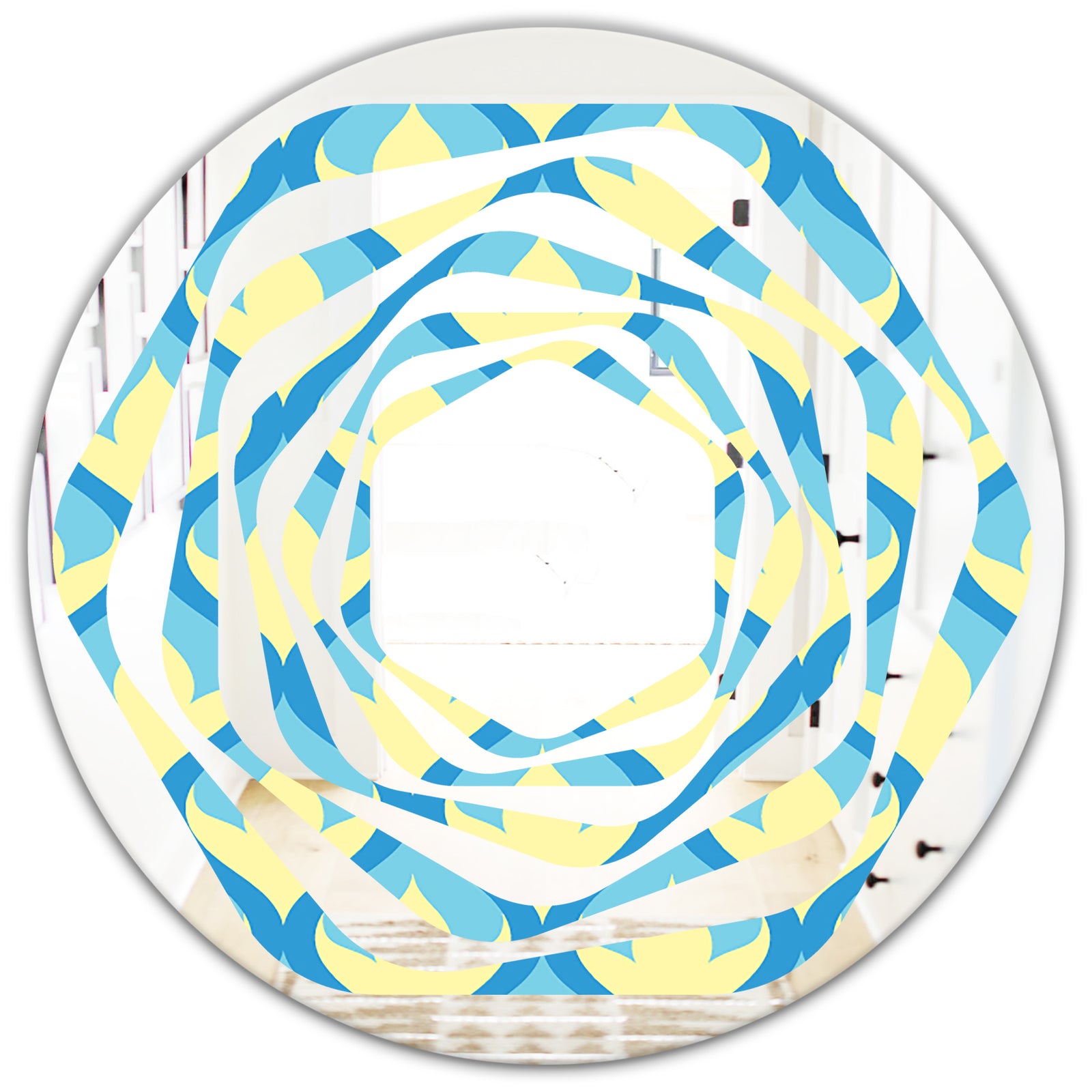 Retro Pattern Abstract Design IX - Modern Round or Oval Wall Mirror - Whirl