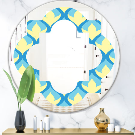 Retro Pattern Abstract Design IX - Modern Round or Oval Wall Mirror - Quatrefoil