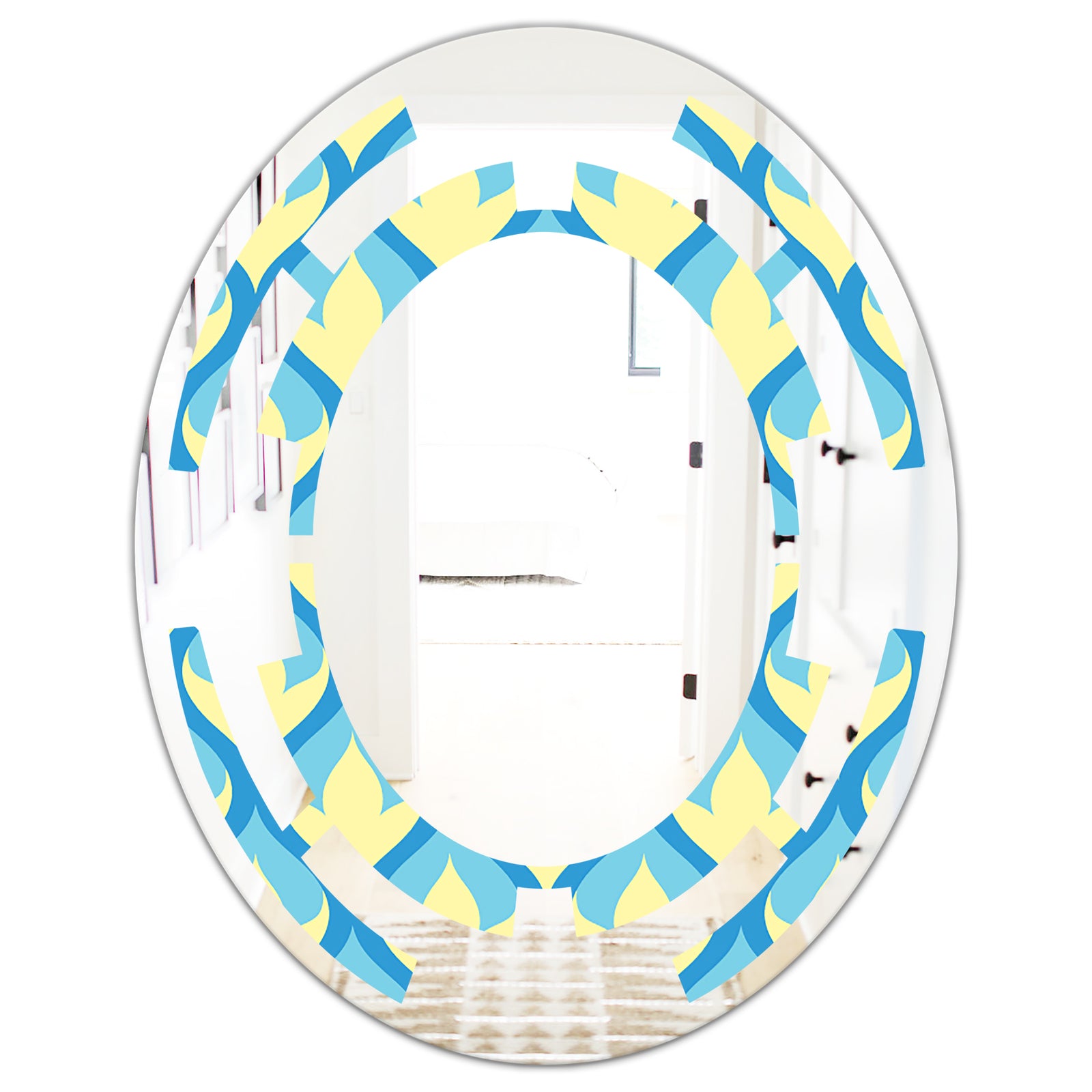 Retro Pattern Abstract Design IX - Modern Round or Oval Wall Mirror - Space
