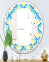 Retro Pattern Abstract Design IX - Modern Round or Oval Wall Mirror - Leaves