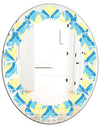 Retro Pattern Abstract Design IX - Modern Round or Oval Wall Mirror - Leaves