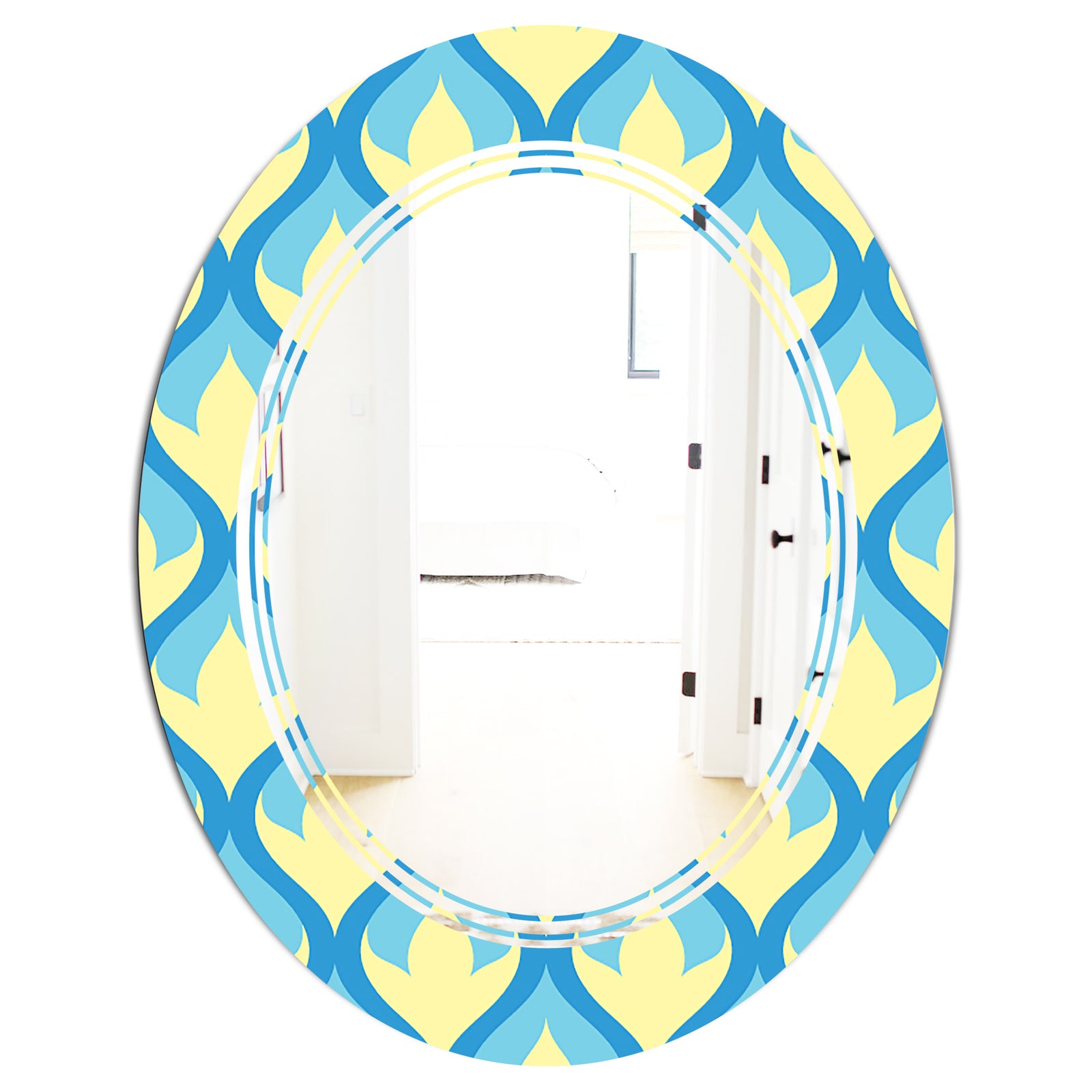 Retro Pattern Abstract Design IX - Modern Round or Oval Wall Mirror - Triple C