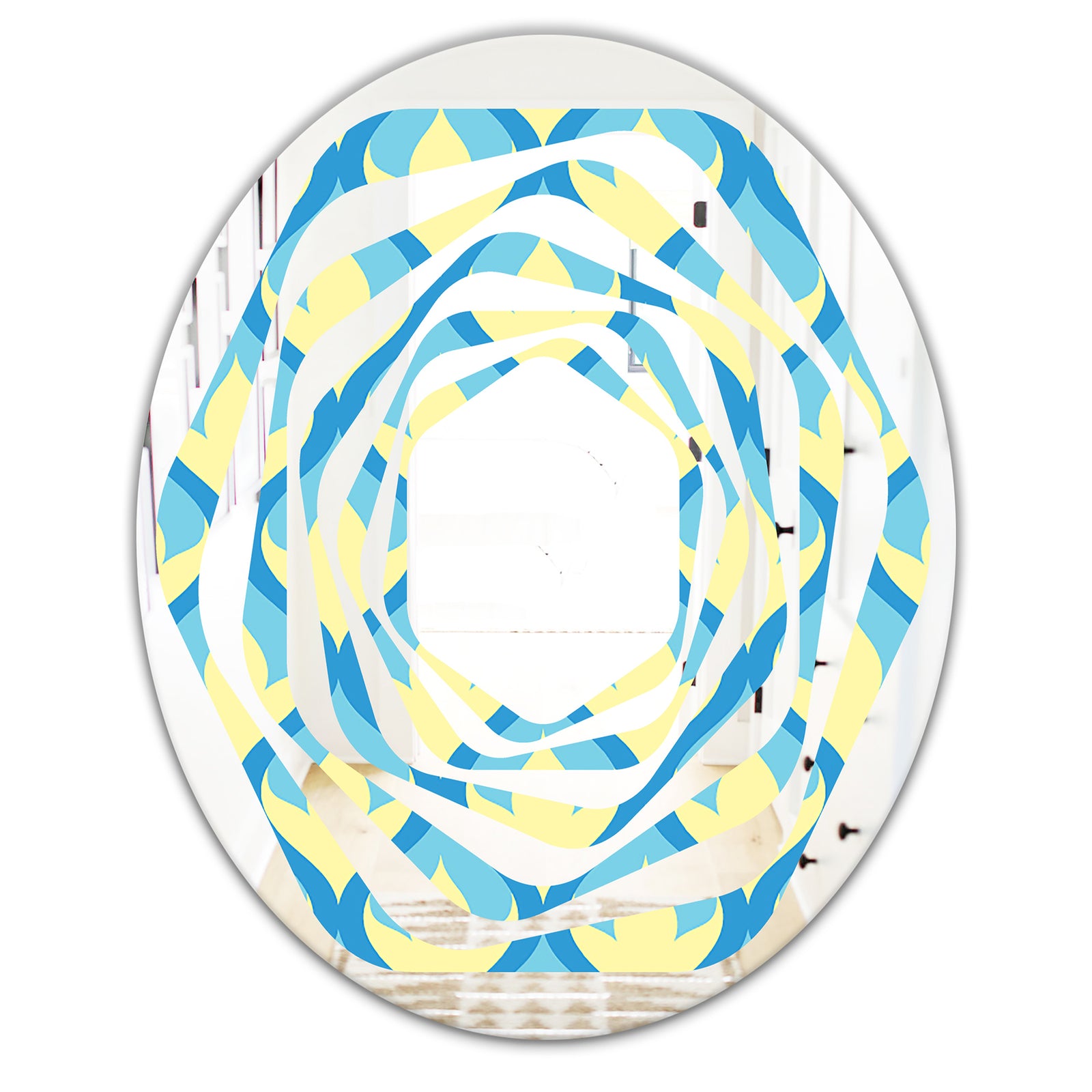 Retro Pattern Abstract Design IX - Modern Round or Oval Wall Mirror - Whirl
