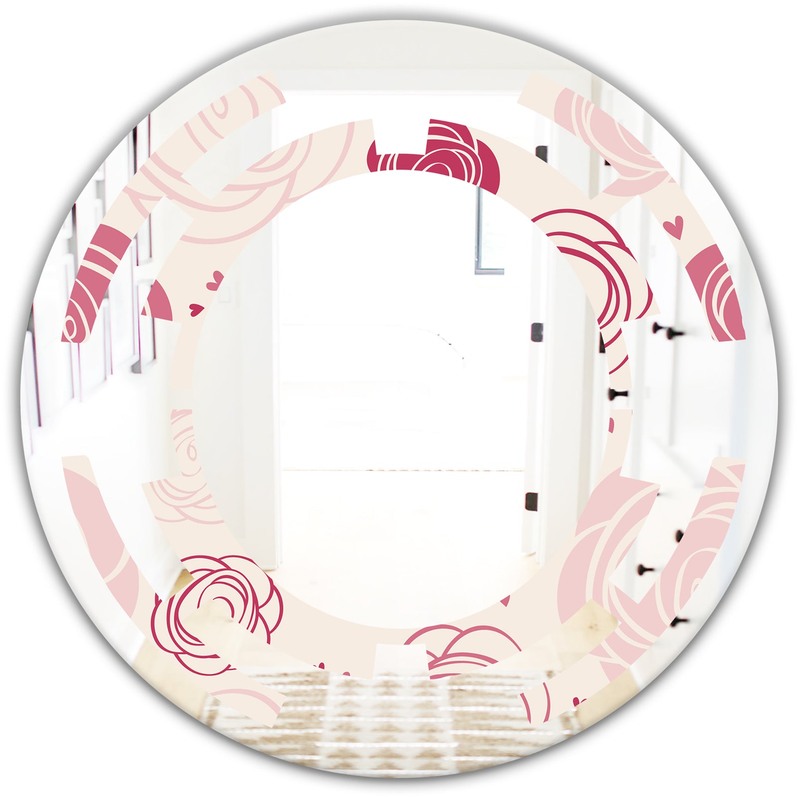roses pattern - Modern Round or Oval Wall Mirror - Space