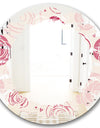 roses pattern - Modern Round or Oval Wall Mirror - Leaves