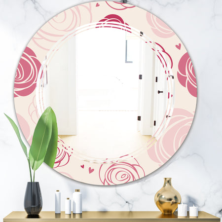 roses pattern - Modern Round or Oval Wall Mirror - Triple C