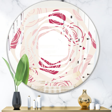 roses pattern - Modern Round or Oval Wall Mirror - Whirl