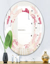 roses pattern - Modern Round or Oval Wall Mirror - Space