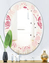 roses pattern - Modern Round or Oval Wall Mirror - Leaves