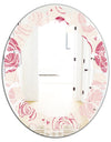 roses pattern - Modern Round or Oval Wall Mirror - Leaves