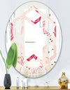 roses pattern - Modern Round or Oval Wall Mirror - Hexagon Star