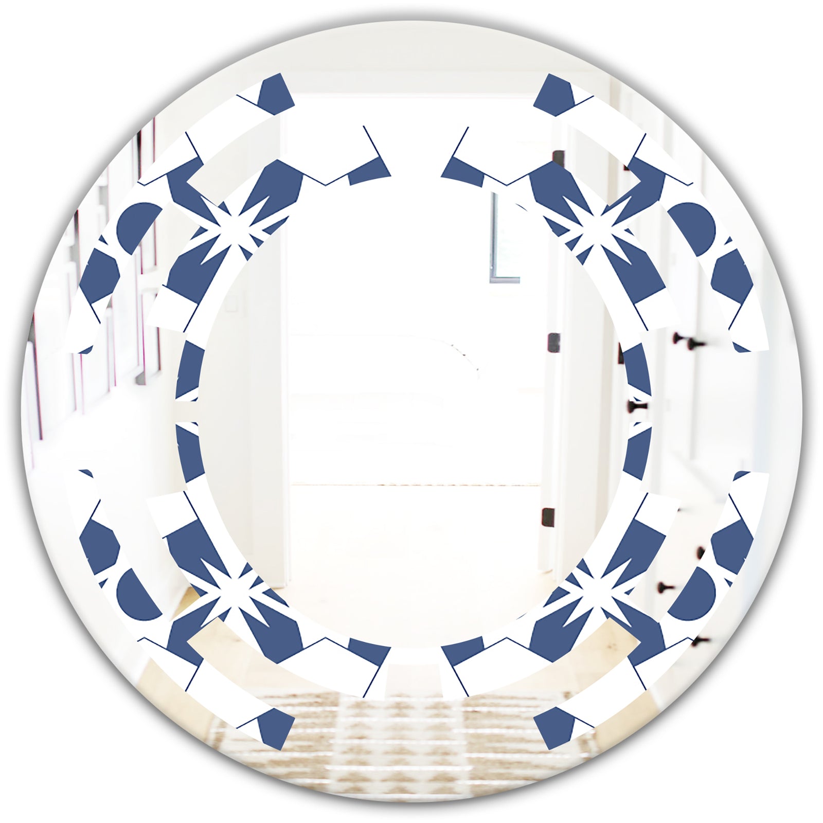 Abstract Retro Geometrical Design I - Modern Round or Oval Wall Mirror - Space