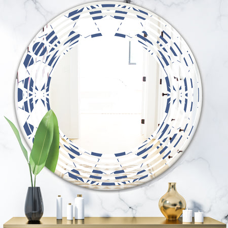 Abstract Retro Geometrical Design I - Modern Round or Oval Wall Mirror - Wave