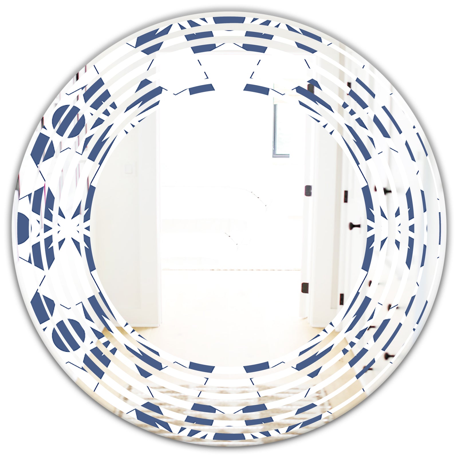 Abstract Retro Geometrical Design I - Modern Round or Oval Wall Mirror - Wave