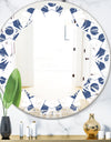 Abstract Retro Geometrical Design I - Modern Round or Oval Wall Mirror - Leaves