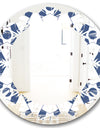 Abstract Retro Geometrical Design I - Modern Round or Oval Wall Mirror - Leaves