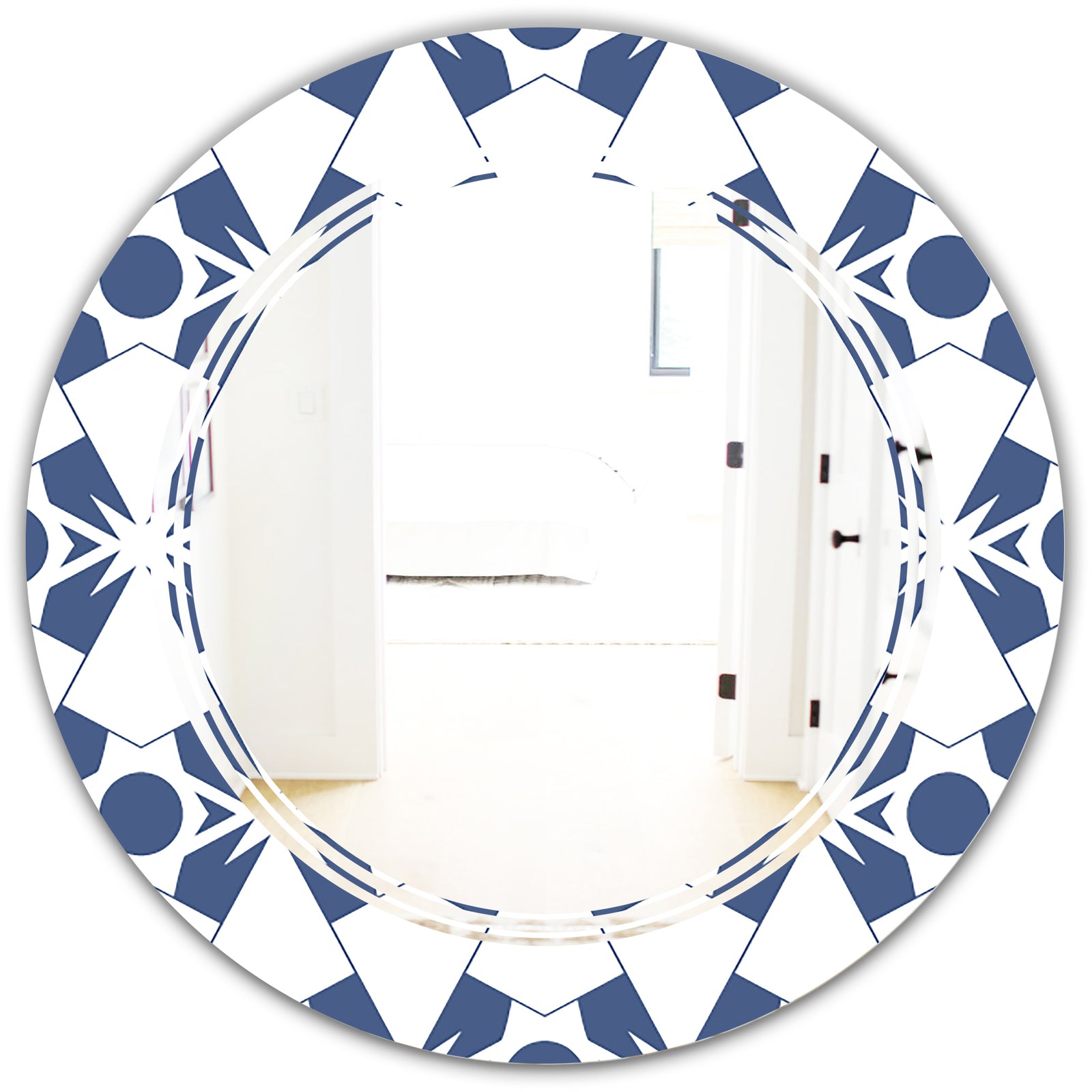 Abstract Retro Geometrical Design I - Modern Round or Oval Wall Mirror - Triple C