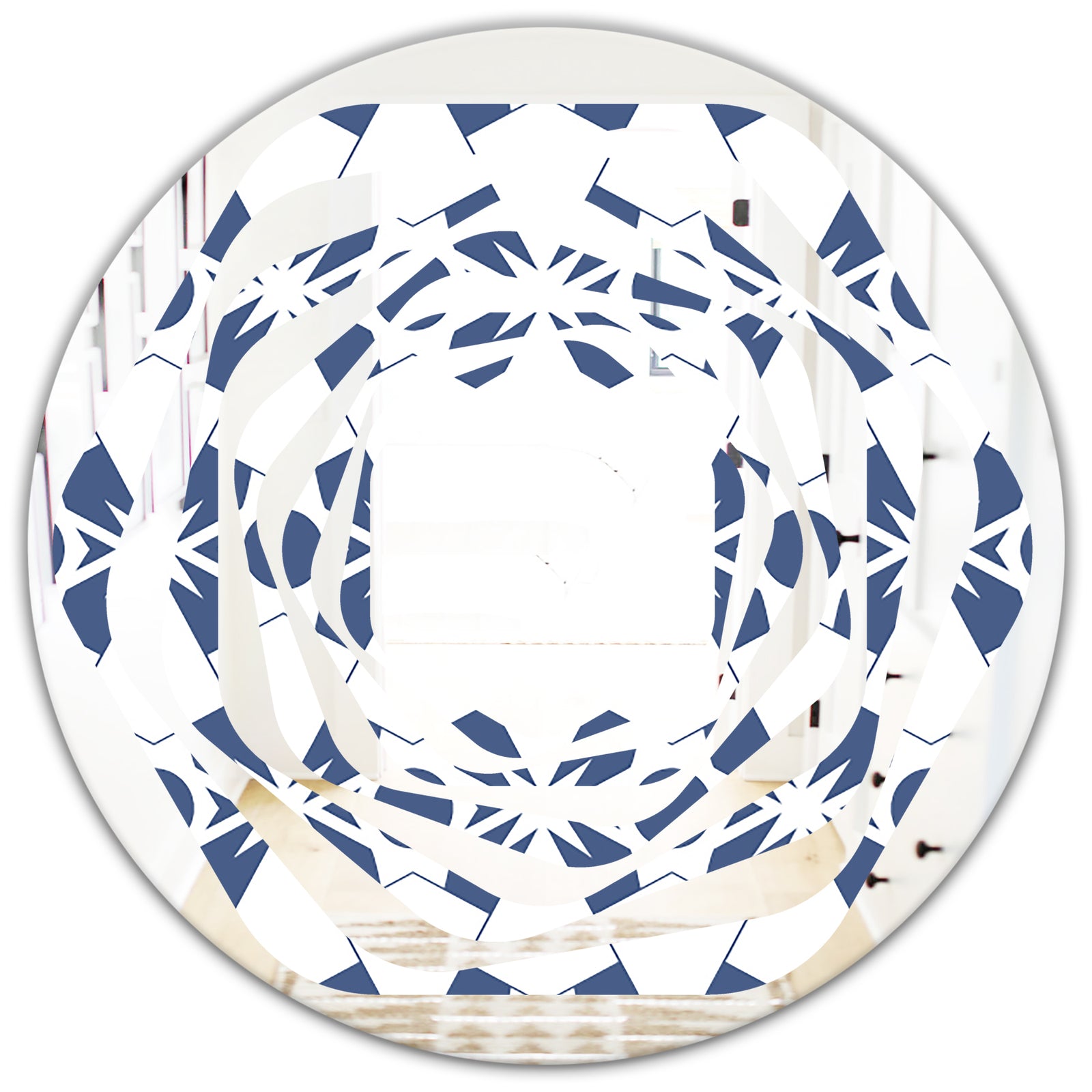 Abstract Retro Geometrical Design I - Modern Round or Oval Wall Mirror - Whirl