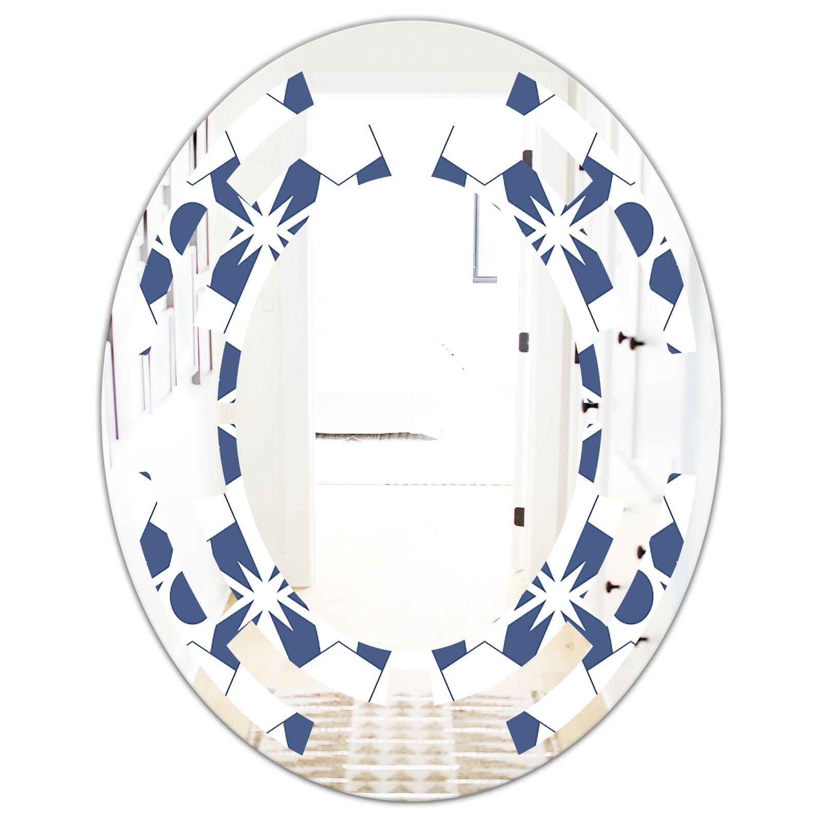 Abstract Retro Geometrical Design I - Modern Round or Oval Wall Mirror - Space