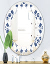Abstract Retro Geometrical Design I - Modern Round or Oval Wall Mirror - Leaves