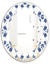 Abstract Retro Geometrical Design I - Modern Round or Oval Wall Mirror - Leaves