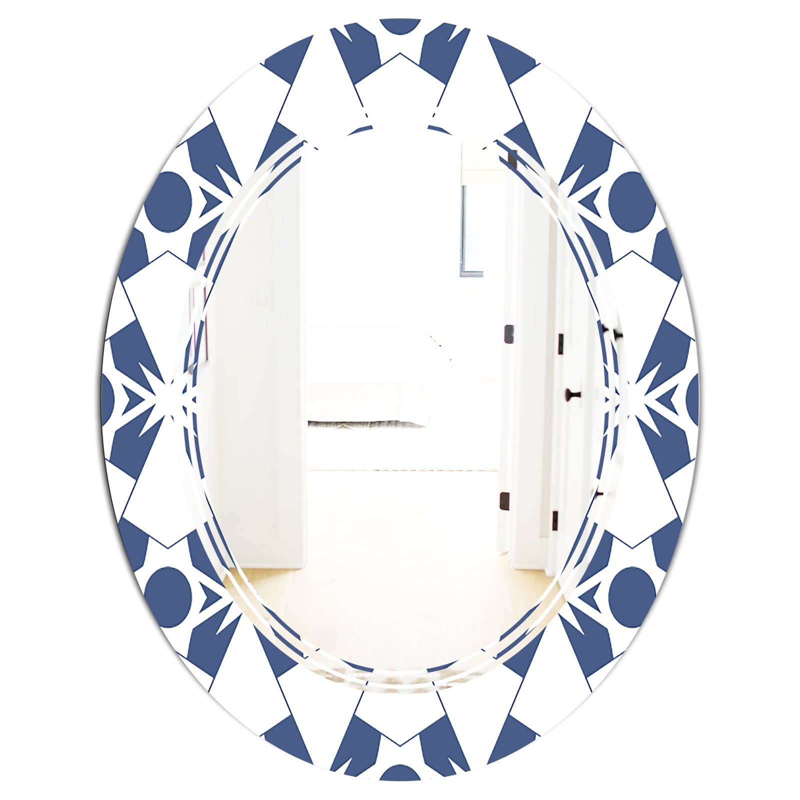 Abstract Retro Geometrical Design I - Modern Round or Oval Wall Mirror - Triple C