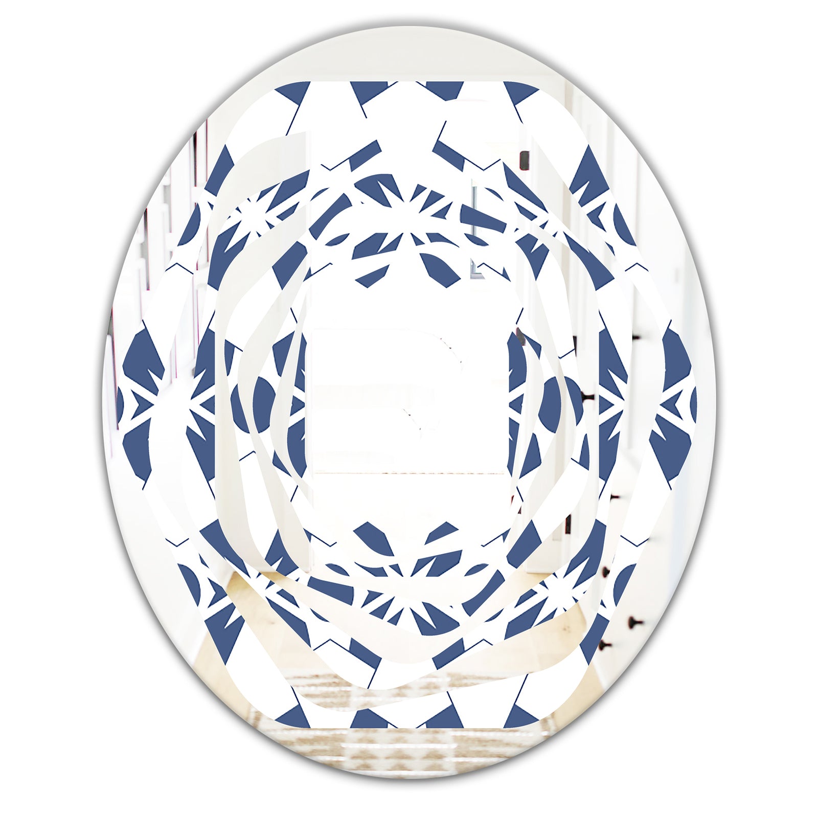 Abstract Retro Geometrical Design I - Modern Round or Oval Wall Mirror - Whirl