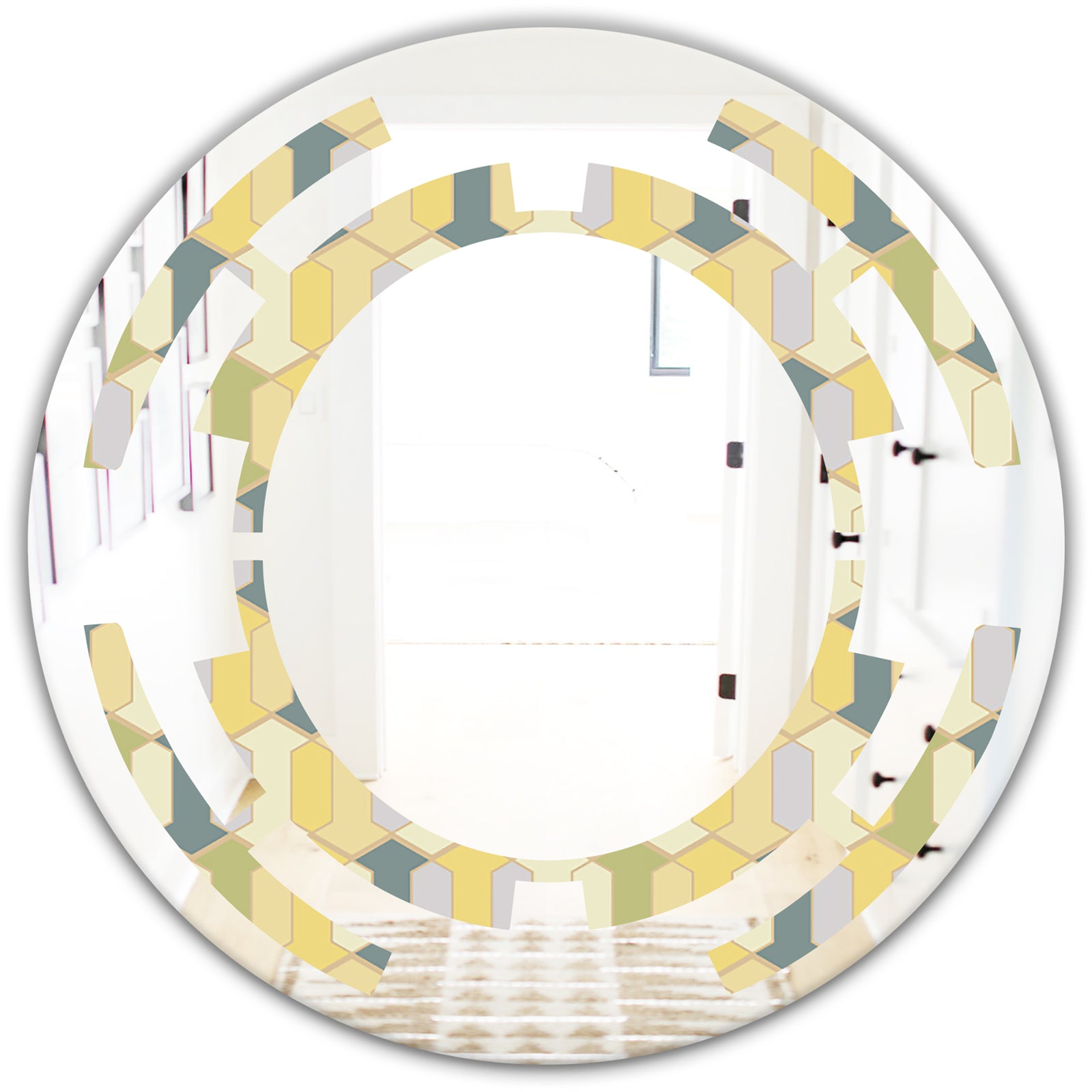 Abstract Retro Geometrical Design II - Modern Round or Oval Wall Mirror - Space