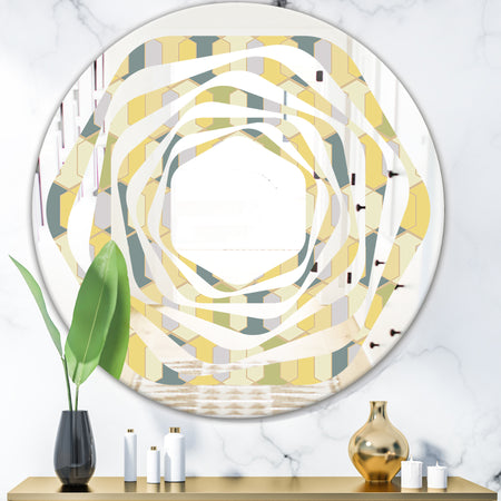 Abstract Retro Geometrical Design II - Modern Round or Oval Wall Mirror - Whirl