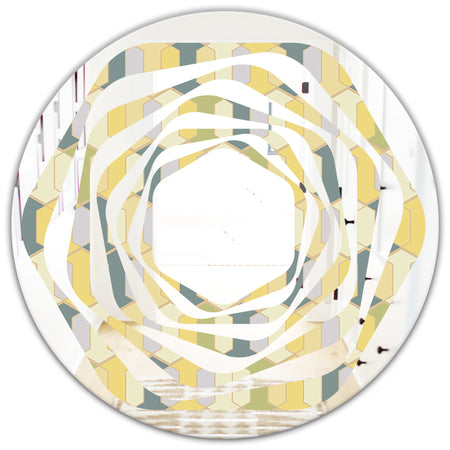 Abstract Retro Geometrical Design II - Modern Round or Oval Wall Mirror - Whirl