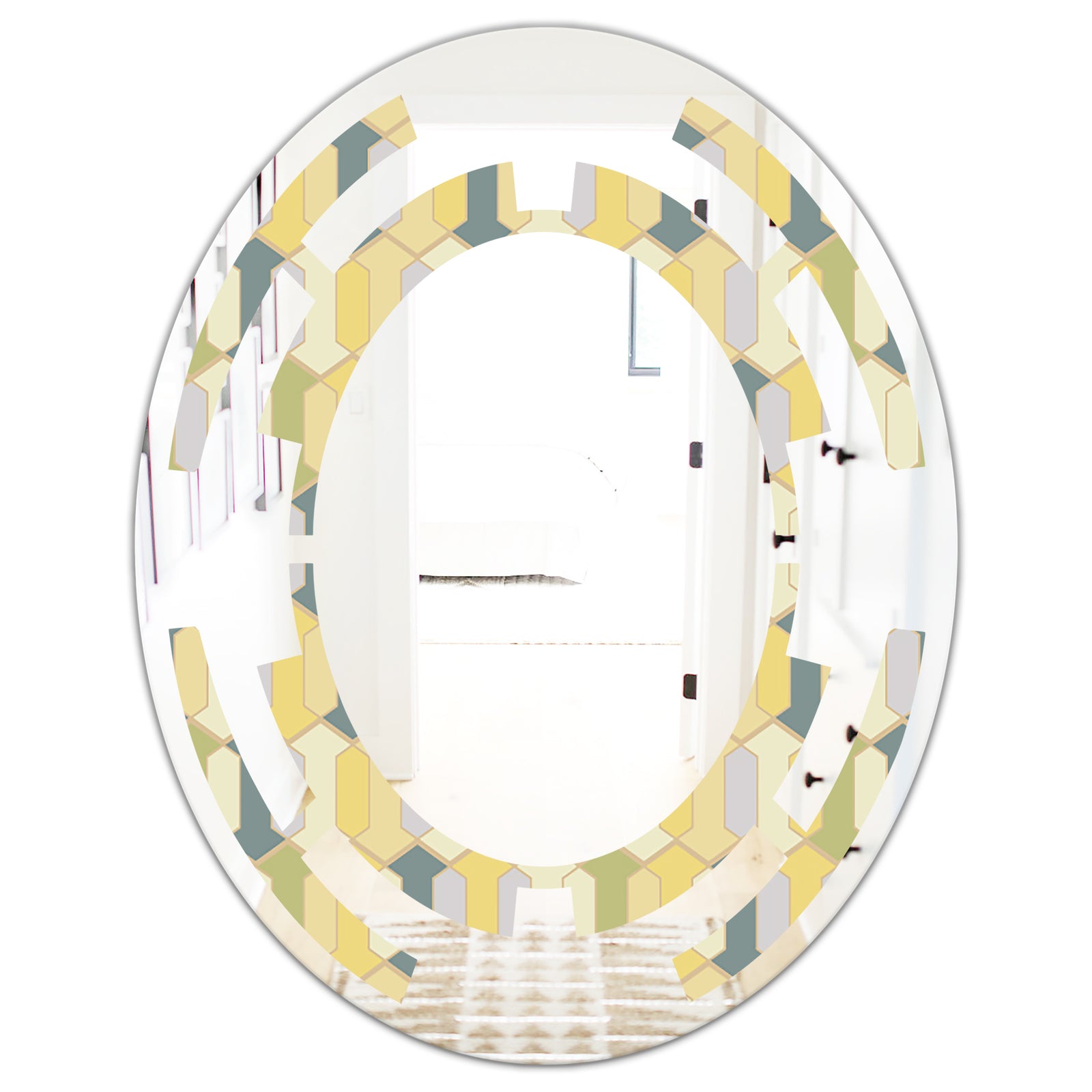 Abstract Retro Geometrical Design II - Modern Round or Oval Wall Mirror - Space