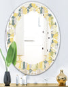 Abstract Retro Geometrical Design II - Modern Round or Oval Wall Mirror - Leaves