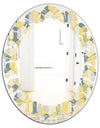 Abstract Retro Geometrical Design II - Modern Round or Oval Wall Mirror - Leaves