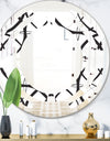 Monochrome Geometric Pattern - Modern Round or Oval Wall Mirror - Space