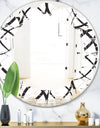Monochrome Geometric Pattern - Modern Round or Oval Wall Mirror - Leaves