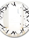 Monochrome Geometric Pattern - Modern Round or Oval Wall Mirror - Leaves