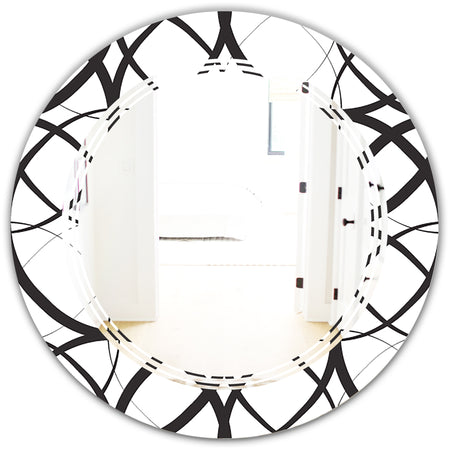 Monochrome Geometric Pattern - Modern Round or Oval Wall Mirror - Triple C