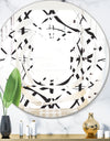 Monochrome Geometric Pattern - Modern Round or Oval Wall Mirror - Whirl