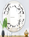 Monochrome Geometric Pattern - Modern Round or Oval Wall Mirror - Space