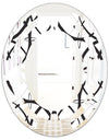 Monochrome Geometric Pattern - Modern Round or Oval Wall Mirror - Space