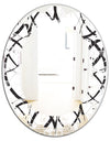 Monochrome Geometric Pattern - Modern Round or Oval Wall Mirror - Leaves