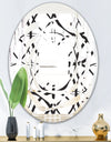 Monochrome Geometric Pattern - Modern Round or Oval Wall Mirror - Whirl