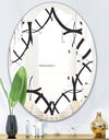 Monochrome Geometric Pattern - Modern Round or Oval Wall Mirror - Quatrefoil